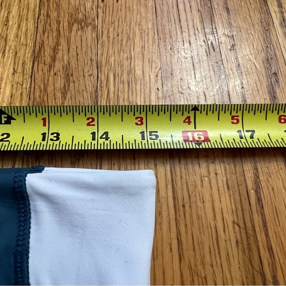 ZYIA 6-8 CAPRI CROP Leggings High Rise Blue White Performance Pants - Picture 7 of 8